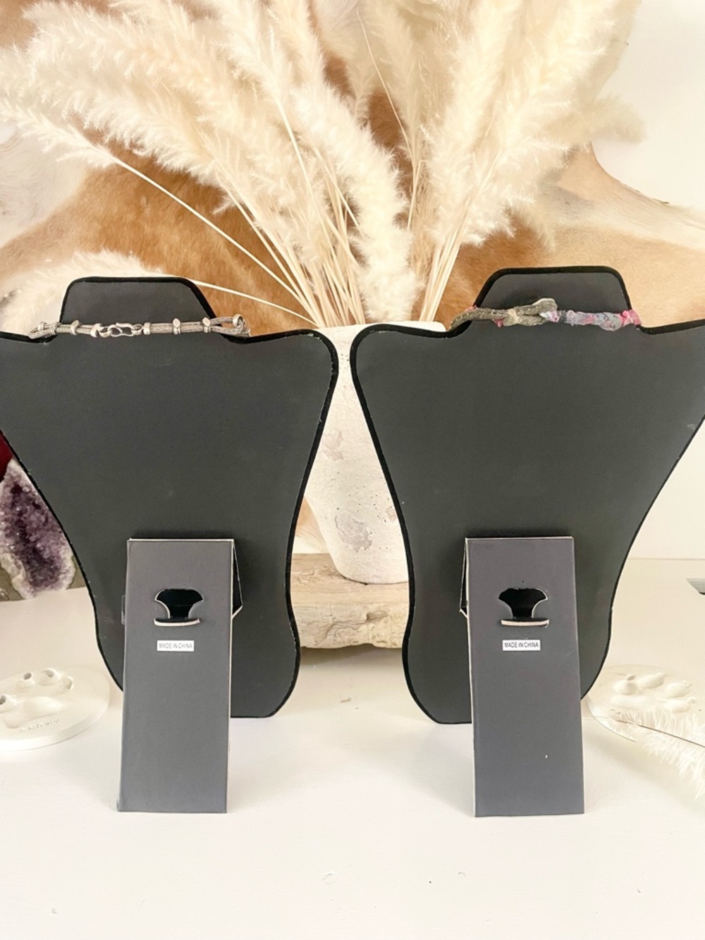 SET OF 2 Black Velvet Necklace Stand Display - Picture 4 of 6